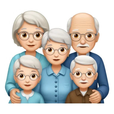 All white grandma and grandpa with 2 girls and 2 boys sticker