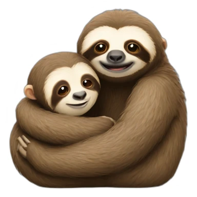 sloth and cute monkey hugging sticker