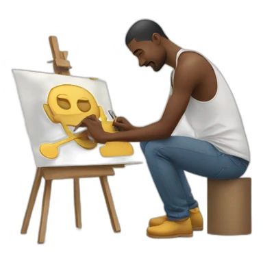 man creating artwork sticker