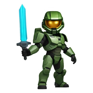 Master chief holding an energy sword sticker