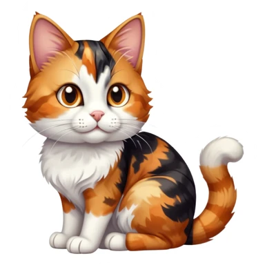 cinematic-[calico tabby cat]-realistic-full-body-sitting-emoji,-tail-curled-playfully-around-its-paws, cinematic-cute-calico-cat-portrait-emoji,-head-tilted-playfully-with-sparkling,-inquisitive-eyes-and-a-charming-patchwork-fur-of-orange,-black,-and-white,-simplified-yet-irresistibly-adorable,-highly-detailed,-glowing-with-a-warm,-invit (3) sticker