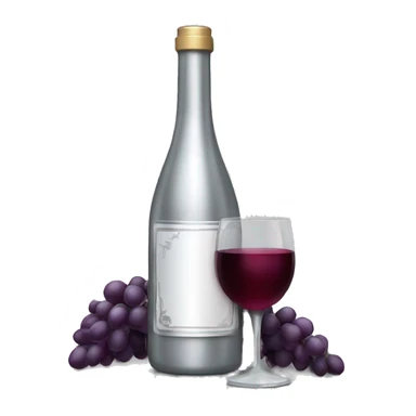 Silver wine bottle and wine glad sticker