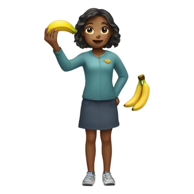 Girl with a banana in hand sticker