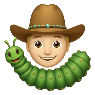 Cowboy emoji mixed with caterpillar emoji sticker