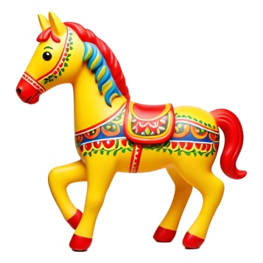 Dymkovo toy horse, traditional Russian colorful clay figurine with patterns, bright colors, folk art style sticker
