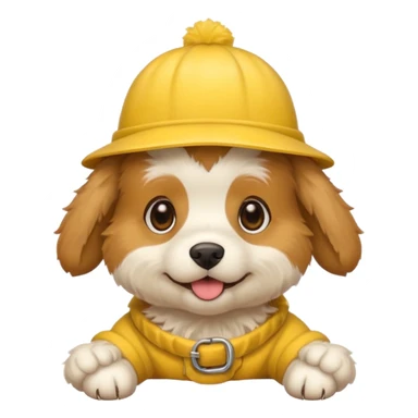 puppy dog with hat yellow sticker