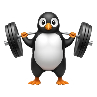 a penguin doing crossfit sticker
