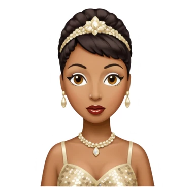 Josephine Baker with dark brown hair, cream sequin outfit sticker