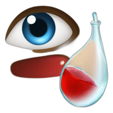 Girl with blond hair and blue eye take red vial sticker