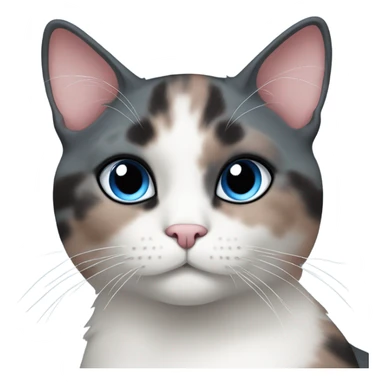 Dusty pink, dark grey and white tortoiseshell cat with blue eyes sticker