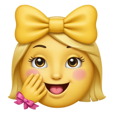 Şimdi sana bir tane emoji göstereceğim eli ağzında gözlerinde kirpik kafasında da kurdele olsun sticker