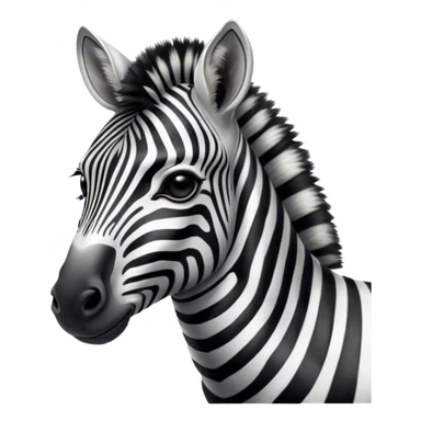 Cinematic Noble Zebra Portrait Emoji, Poised and regal, with a lean, elegant build, a long, graceful equine snout and striking fur of bold black and white stripes, deep-set soulful piercing eyes, Simplified yet sharp and sophisticated features, highly detailed, glowing with a soft, dignified glow, high shine, intelligent and graceful, stylized with an air of savannah chic, focused and attentive, soft glowing outline, capturing the essence of a watchful and confident equine that feels as though it could gallop out of the screen with effortless authority! sticker