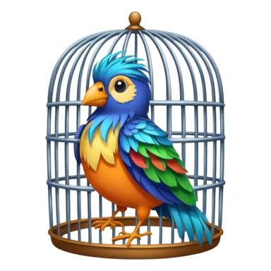 bird inside of cage sticker