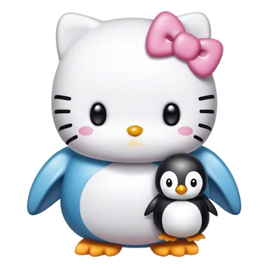 hello kitty holding penguin sticker