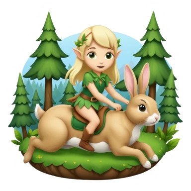 tiny forest elf blonde hair riding bunny sticker