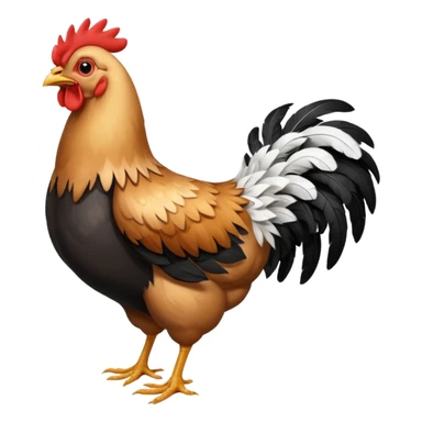 chicken with body covered every feathers is a mix of black and white color, full body   sticker