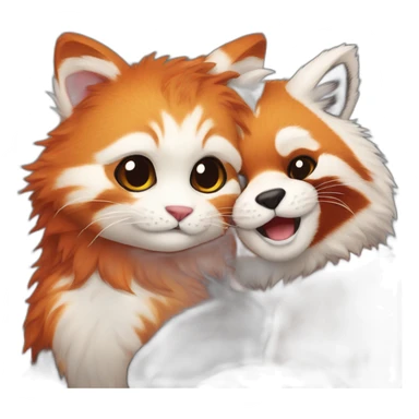 fluffy-cat-and-red-panda-cuddling sticker