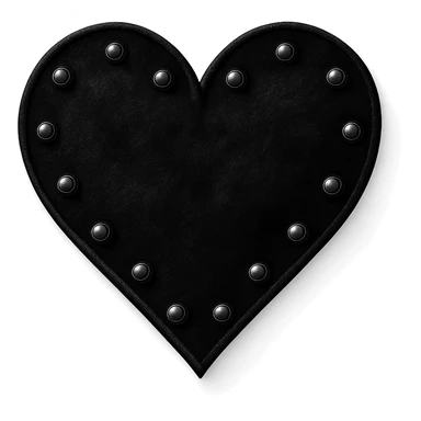 goth heart, black velvet texture, silver studs, dramatic shadows, no background sticker
