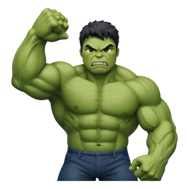 Create the Hulk flexing his arm muscles in anger sticker