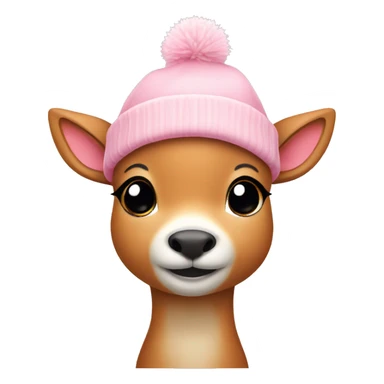 cute deer with a light pink winter hat sticker