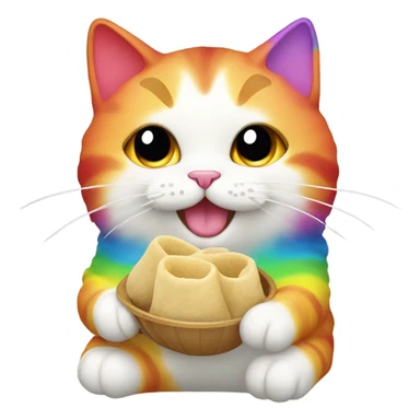 Rainbow cat eating dumpling  sticker
