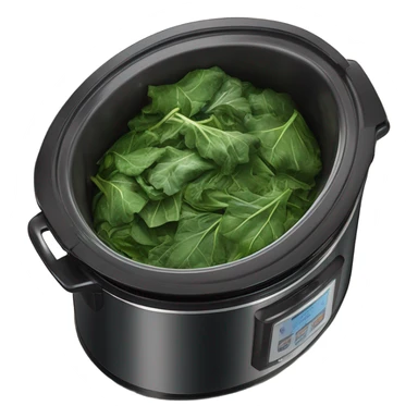 Cooked Collard greens in a slow cooker sticker