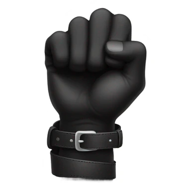 Black hand holding belt sticker