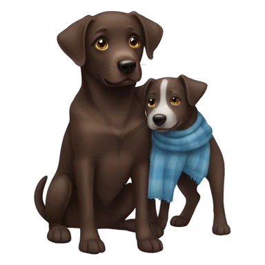 Chocolate Lab with Blue Heeler hugging each other  sticker