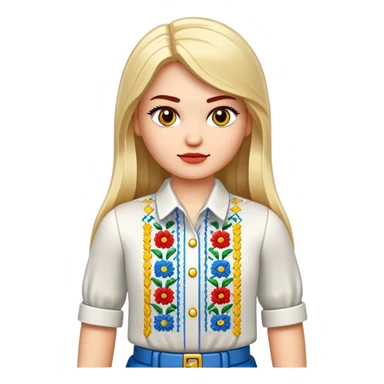 A Ukrainian girl in an embroidered shirt holds Lego bricks sticker