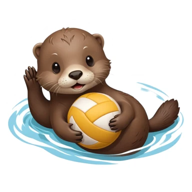 adorable otter floating on its back on water holding a volleyball on its tummy sticker