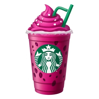 Starbucks dark pink dragonfruit refresher. flat on top. starbucks logo. sticker