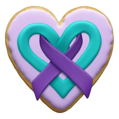 Purple teal Suicide awareness ribbon, heart cookie sticker