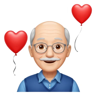 Grandpa floating with heart balloon sticker
