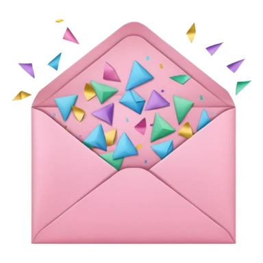 pink envelope with confetti sticker