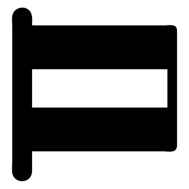 simple and bold icon of a flag with three horizontal stripes: black top, white center, blue bottom sticker