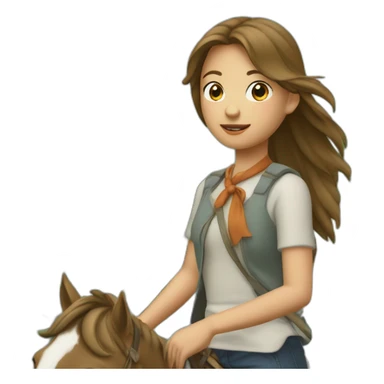 Une jeune fille qui tombe dans une riviere à cheval sticker