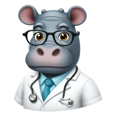 Hippo doctor with glasses sticker