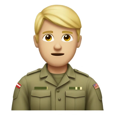 Male army solider blonde with tummy ache sticker