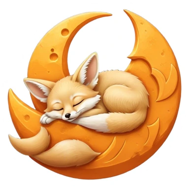 fennec sleeping on a moon sickle  sticker
