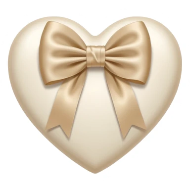 white heart with beige bow sticker