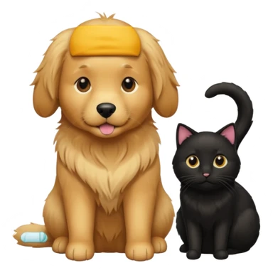 golden retriever and black cat sticker