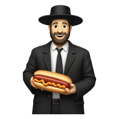 Hasidic Jew with hotdog sticker