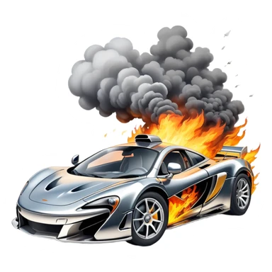 sorayama mclaren car crash fire and smoke explodsion  sticker
