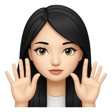 latina girl with straight long hair thats black memoji with nail no lipstick thats a baddie with lashes with 5 fingers sticker