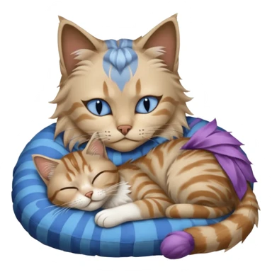 femme cheveux courts coupe crete chatains dort chat sibérien neva masquerade blue tabby point sticker