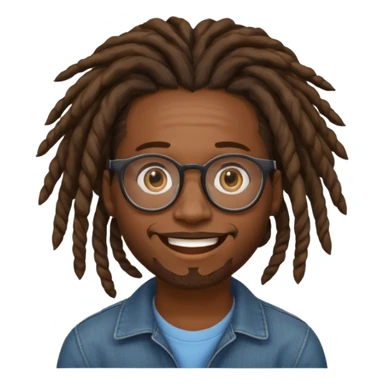a black african guy with dreadlocks, wearing glasses and aura farming emoji sticker