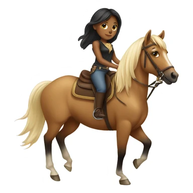 Tan girl with blond and black hair riding horse sticker