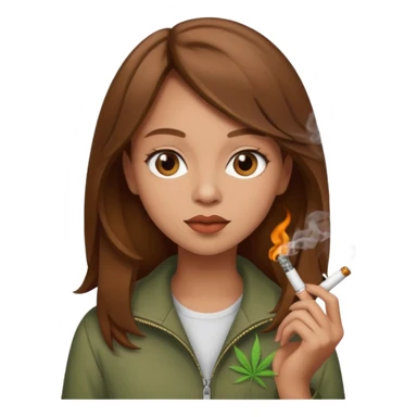 Brown hair girl smoking marijuana sticker