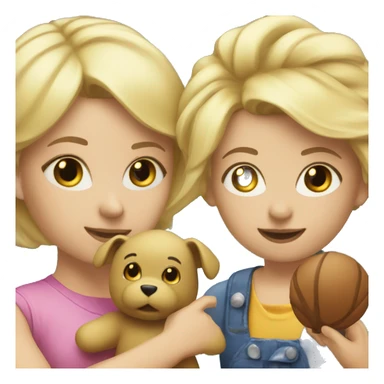 blonde women playing with blonde child with toys sticker