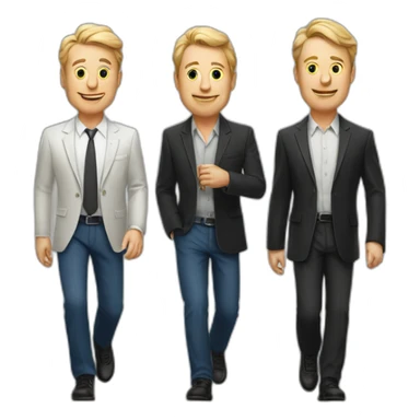 3 sharp white guys walking side by side at the casino sticker